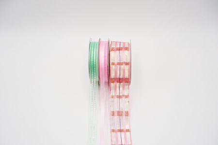 Сладкий розовый клетчатый набор прозрачных лент_C3-1500